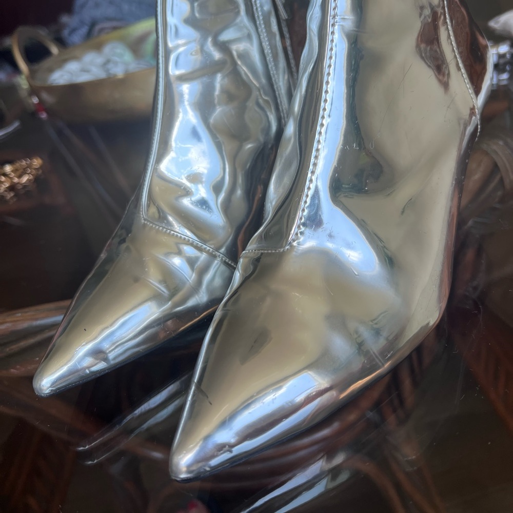 Zara Silver Booties, size 38.
